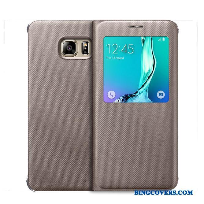 Samsung Galaxy S6 Edge + Blå Cover Læder Etui Beskyttelse Stjerne Mobiltelefon