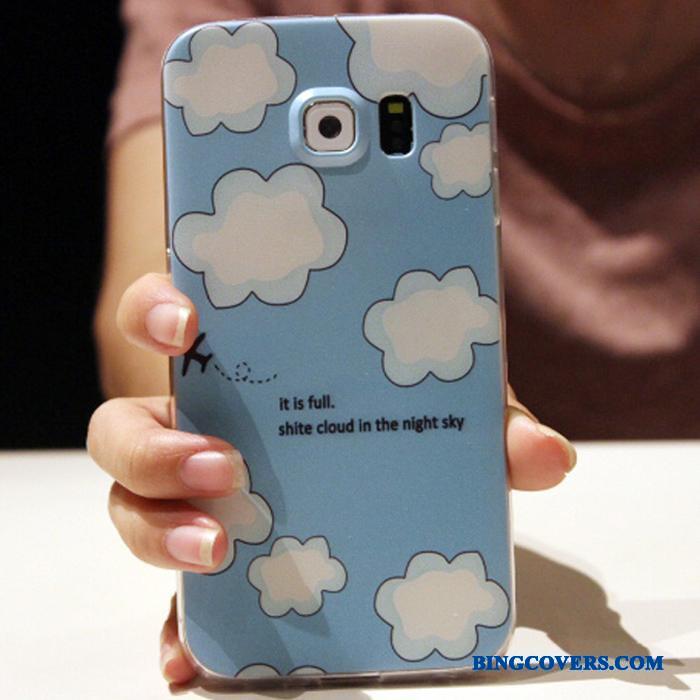 Samsung Galaxy S6 Edge Cartoon Etui Beskyttelse Blød Cover Anti-fald Lyseblå