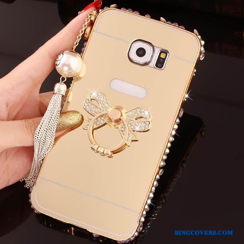 Samsung Galaxy S6 Edge + Etui Ramme Stjerne Alt Inklusive Guld Ring Strass Cover