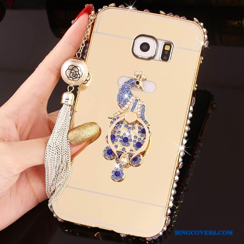 Samsung Galaxy S6 Edge + Etui Ramme Stjerne Alt Inklusive Guld Ring Strass Cover