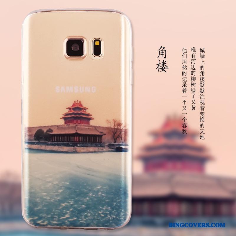 Samsung Galaxy S6 Edge Rød Silikone Telefon Etui Cover Stjerne Beskyttelse