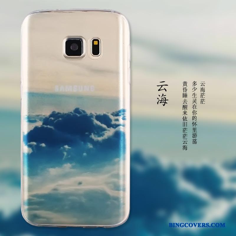 Samsung Galaxy S6 Edge Rød Silikone Telefon Etui Cover Stjerne Beskyttelse