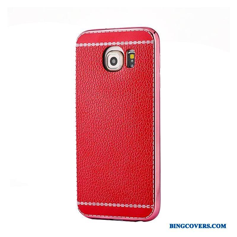 Samsung Galaxy S6 Rød Trend Telefon Etui Læder Beskyttelse Mønster Stjerne