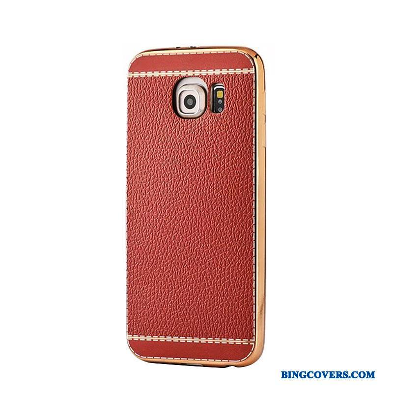 Samsung Galaxy S6 Rød Trend Telefon Etui Læder Beskyttelse Mønster Stjerne
