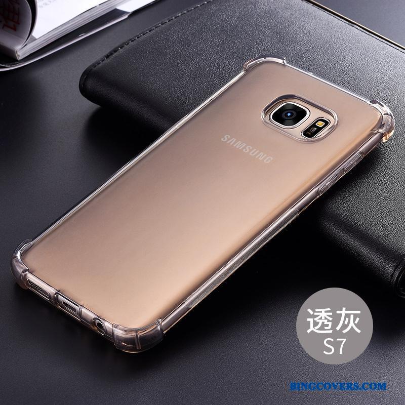 Samsung Galaxy S7 Cover Telefon Etui Anti-fald Rød Silikone Stjerne Gennemsigtig