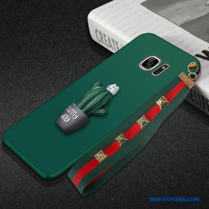 Samsung Galaxy S7 Edge Anti-fald Blød Beskyttelse Silikone Mørkegrøn Kreativ Telefon Etui