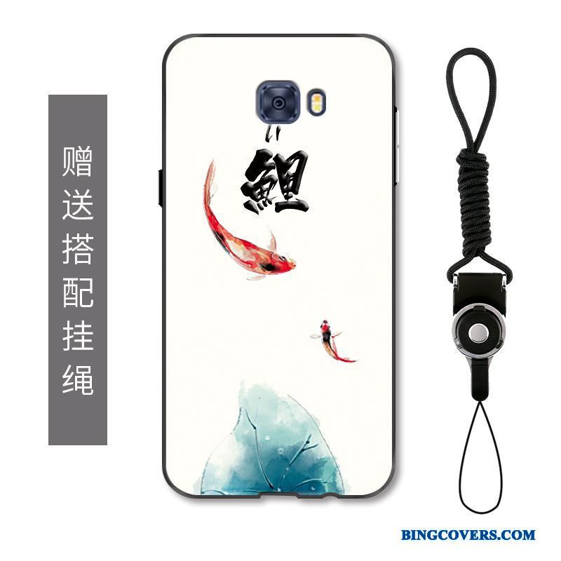 Samsung Galaxy S7 Edge Etui Anti-fald Kinesisk Stil Karpe Rød Cover Stjerne Alt Inklusive