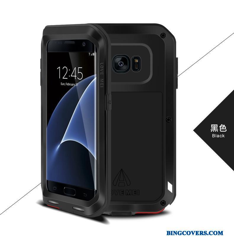 Samsung Galaxy S7 Edge Etui Beskyttelse Cover Rød Metal Alt Inklusive Stjerne Tre Forsvar