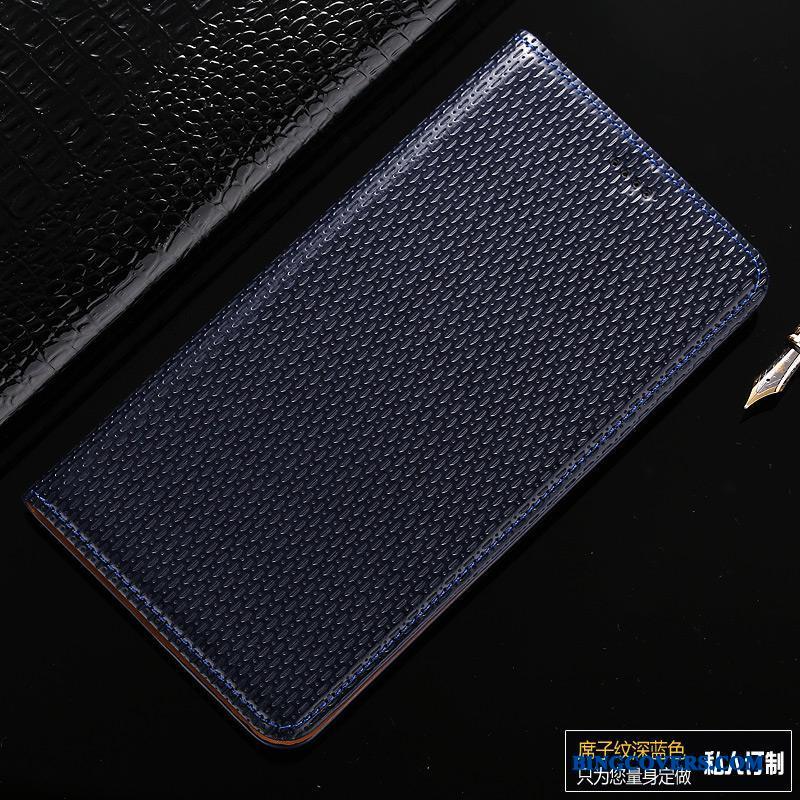 Samsung Galaxy S7 Edge Etui Beskyttelse Lædertaske Folio Cover Ægte Læder Mobiltelefon Sort