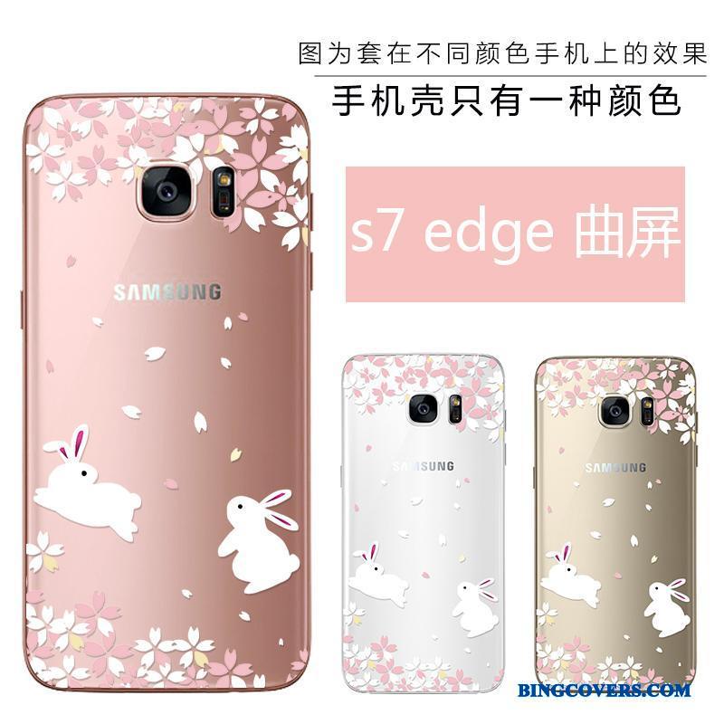 Samsung Galaxy S7 Edge Etui Relief Lyserød Skønhed Beskyttelse Silikone Blød Ny