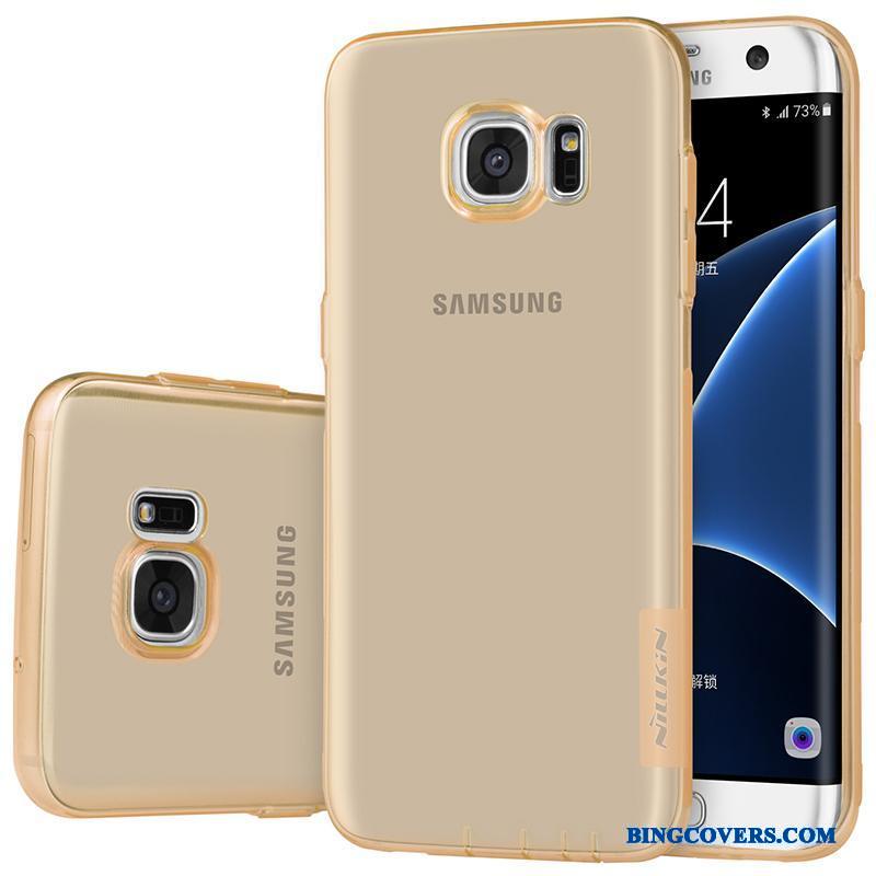 Samsung Galaxy S7 Edge Etui Silikone Guld Lyserød Beskyttelse Stjerne Gennemsigtig Blød