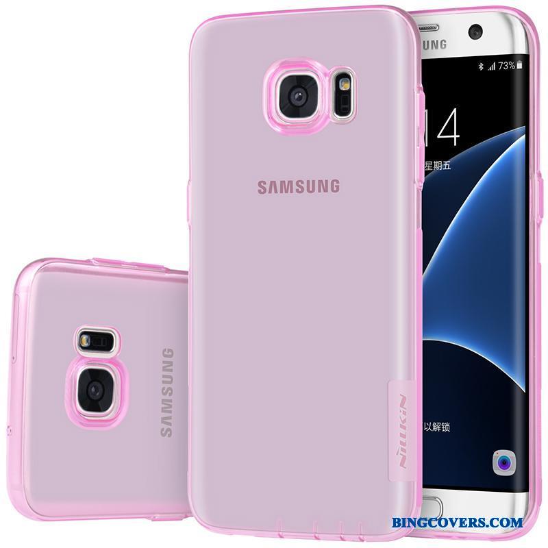 Samsung Galaxy S7 Edge Etui Silikone Guld Lyserød Beskyttelse Stjerne Gennemsigtig Blød