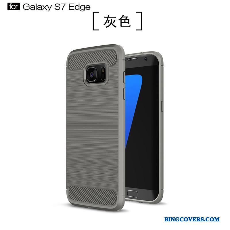 Samsung Galaxy S7 Edge Etui Silke Stjerne Cover Beskyttelse Rød Silikone Nubuck