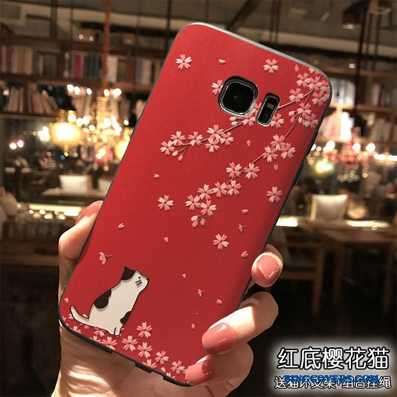 Samsung Galaxy S7 Edge Telefon Etui Stjerne Silikone Trend Rød Cover Hængende Ornamenter