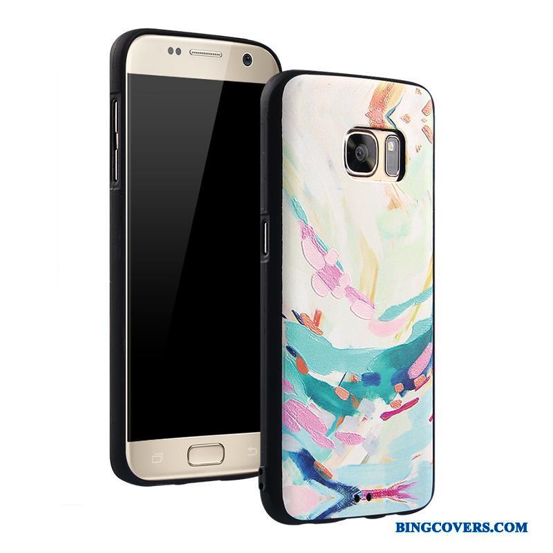 Samsung Galaxy S7 Etui Cartoon Hvid Silikone Anti-fald Cover Stjerne Mobiltelefon