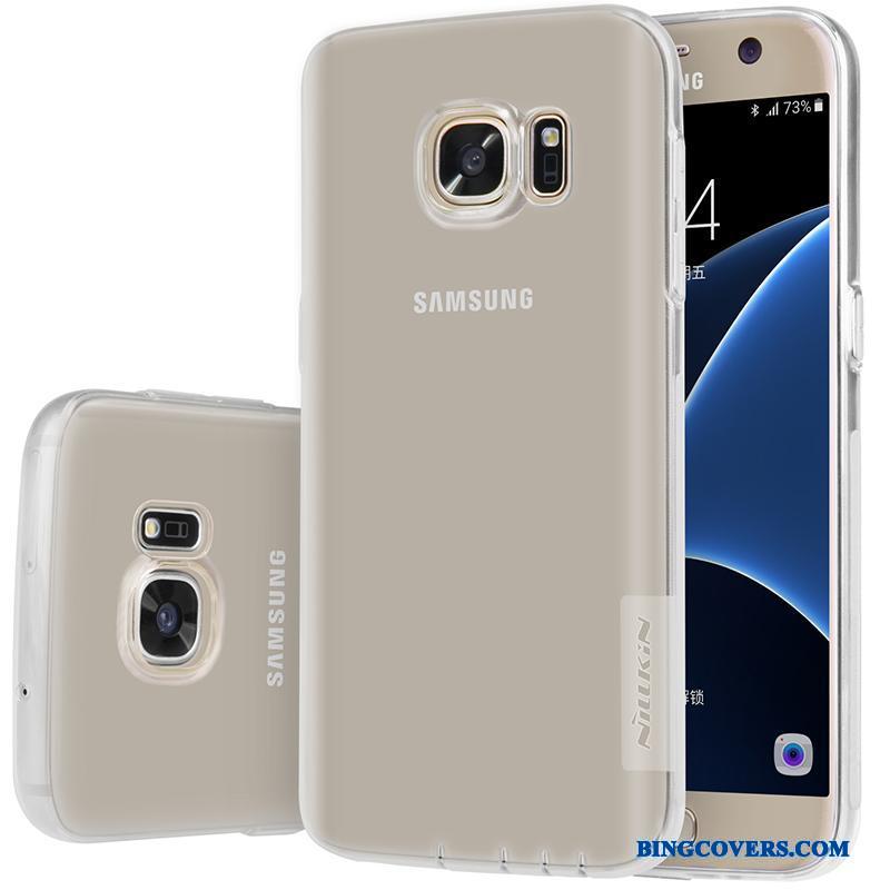 Samsung Galaxy S7 Etui Gennemsigtig Silikone Guld Tynd Stjerne Mobiltelefon Cover