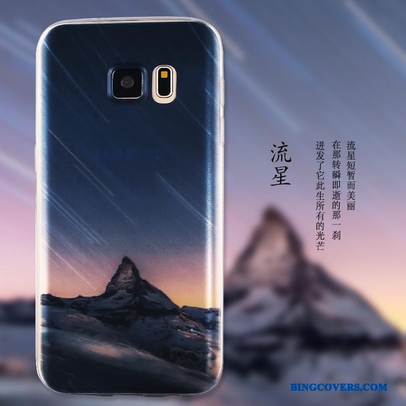 Samsung Galaxy S7 Etui Silikone Cover Simple Gennemsigtig Mobiltelefon Malet Blå