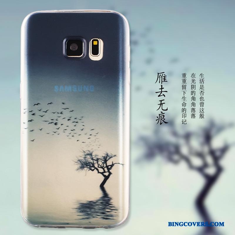Samsung Galaxy S7 Etui Silikone Cover Simple Gennemsigtig Mobiltelefon Malet Blå