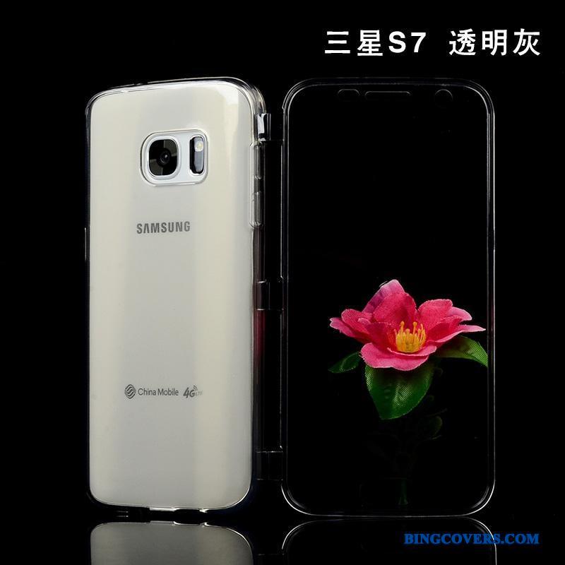 Samsung Galaxy S7 Etui Silikone Mobiltelefon Folio Anti-fald Gennemsigtig Lilla Cover