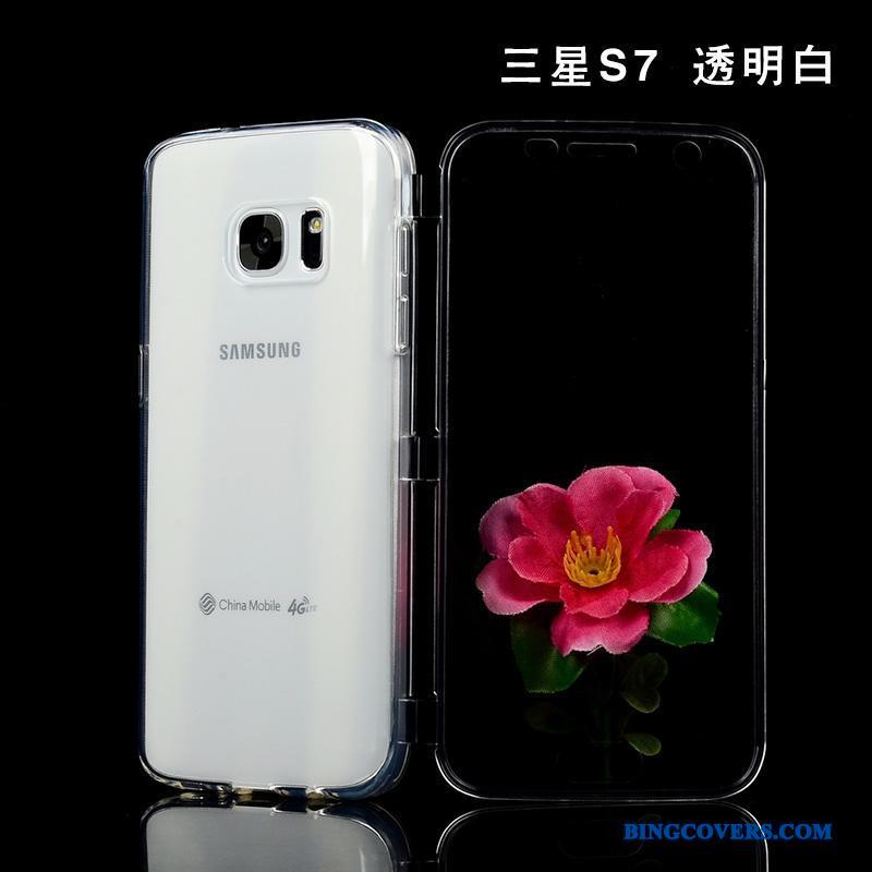 Samsung Galaxy S7 Etui Silikone Mobiltelefon Folio Anti-fald Gennemsigtig Lilla Cover