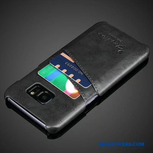 Samsung Galaxy S8+ Blå Ægte Læder Stjerne Telefon Etui Kort Beskyttelse Bagdæksel