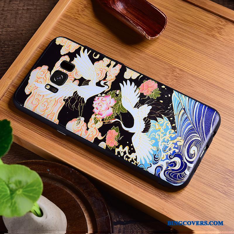 Samsung Galaxy S8 Etui Alt Inklusive Kinesisk Stil Kreativ Relief Blå Af Personlighed Anti-fald