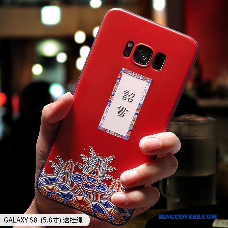 Samsung Galaxy S8 Etui Alt Inklusive Stjerne Trend Rød Anti-fald Silikone Af Personlighed