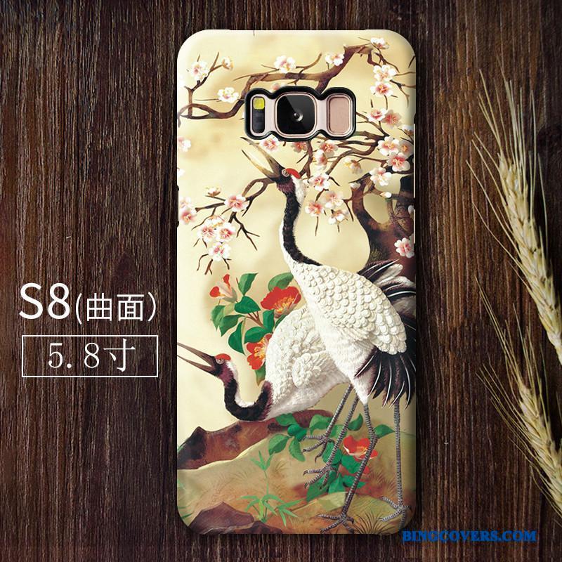 Samsung Galaxy S8 Kinesisk Stil Etui Stjerne Grøn Kunst Kran Telefon