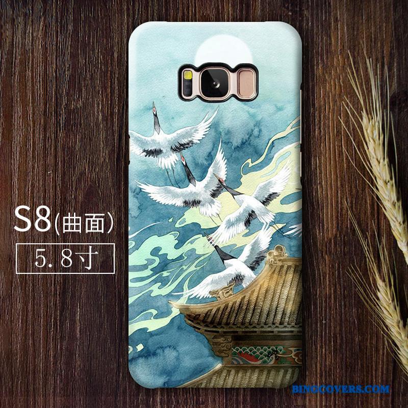 Samsung Galaxy S8 Kinesisk Stil Etui Stjerne Grøn Kunst Kran Telefon
