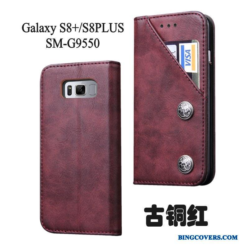Samsung Galaxy S8+ Rød Telefon Etui Stjerne Lædertaske Anti-fald Blød Beskyttelse