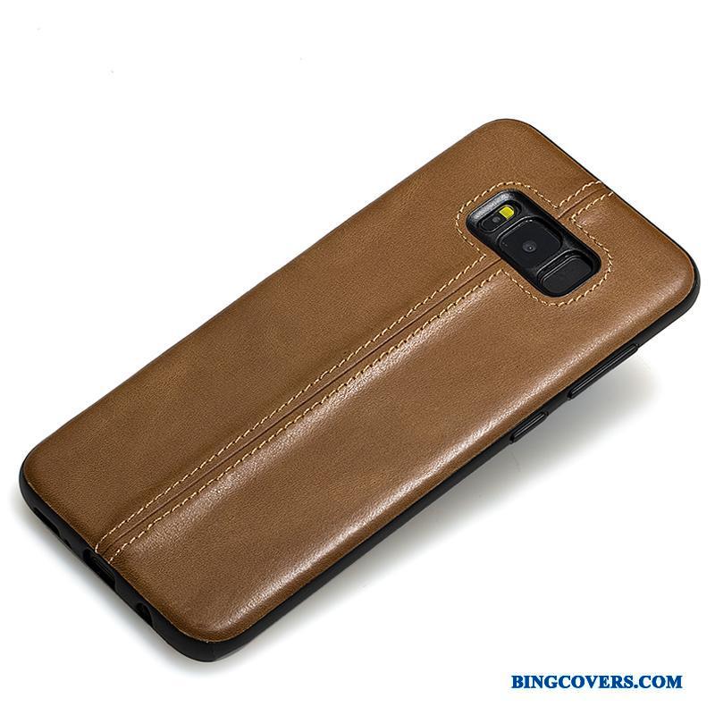 Samsung Galaxy S8+ Telefon Etui Beskyttelse Lædertaske Sort Ægte Læder Silikone Cover
