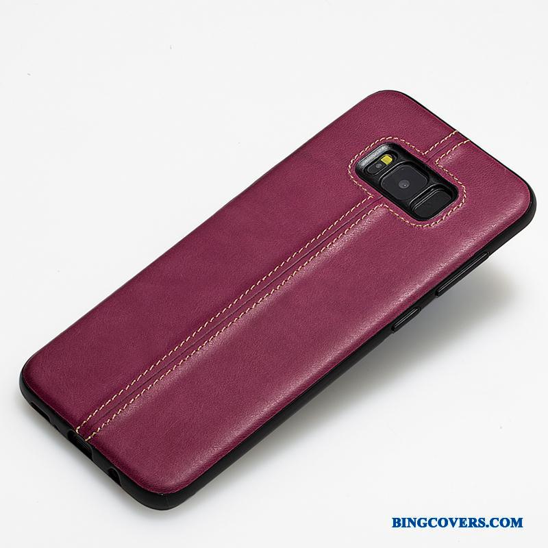 Samsung Galaxy S8+ Telefon Etui Beskyttelse Lædertaske Sort Ægte Læder Silikone Cover
