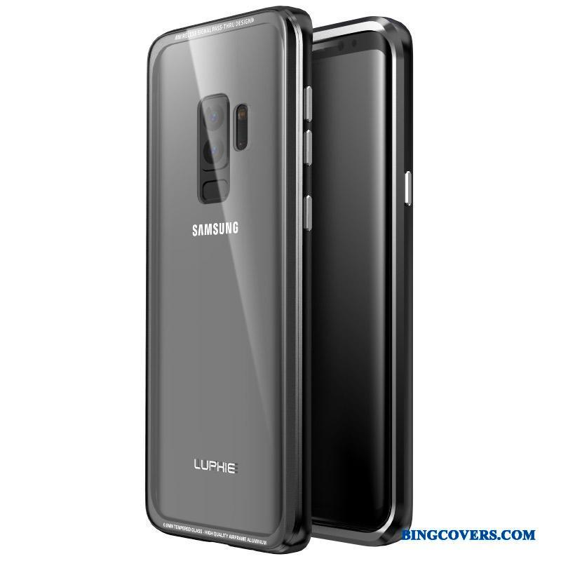 Samsung Galaxy S9+ Telefon Etui Alt Inklusive Metal Beskyttelse Stjerne Glas Ramme