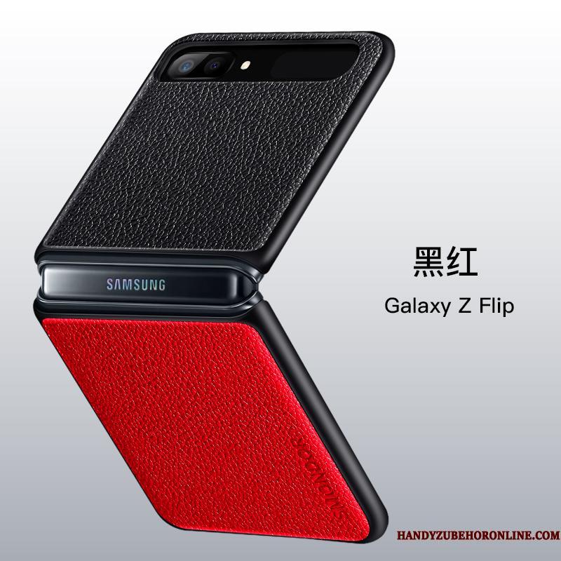 Samsung Z Flip Etui Alt Inklusive Telefon Ægte Læder Sort Silikone Stjerne