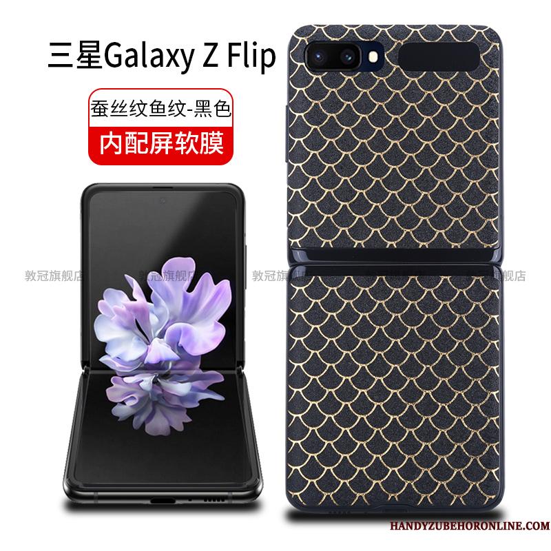 Samsung Z Flip Etui Mobiltelefon Sort Hærdning Lædertaske Anti-fald Skærmbeskyttelse Stjerne