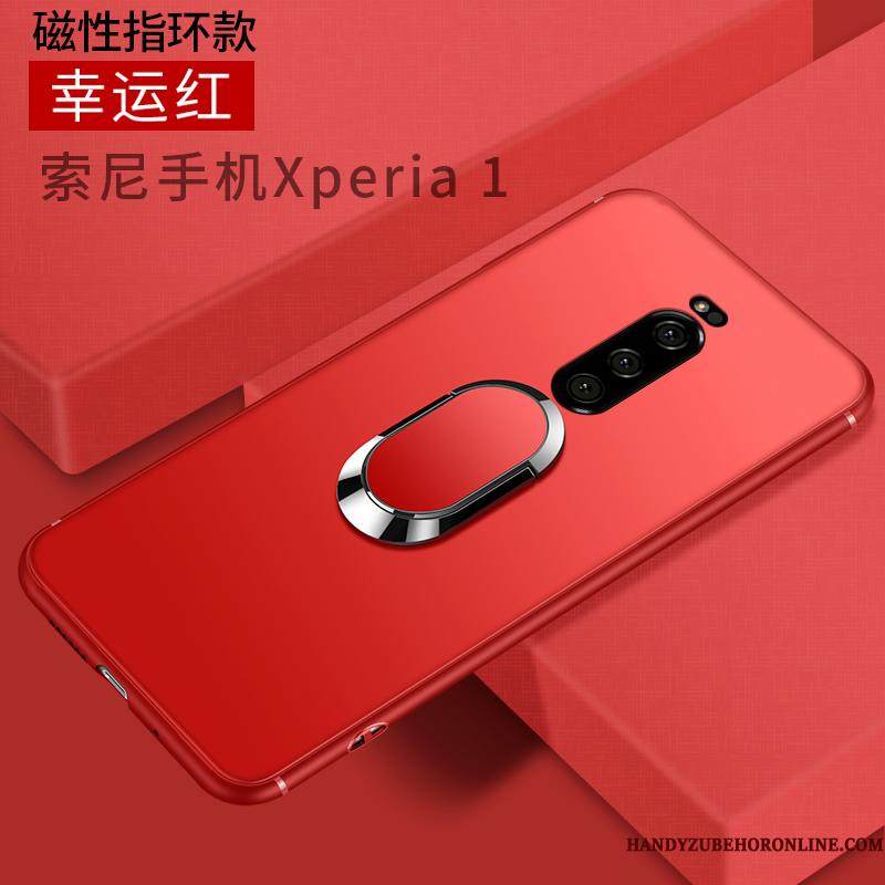 Sony Xperia 1 Etui Silikone Gennemsigtig Nubuck Anti-fald Net Red Blå Blød