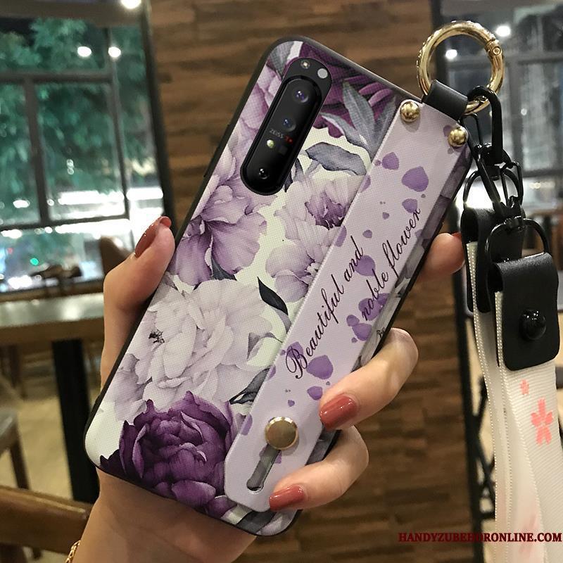 Sony Xperia 1 Ii Support Etui Lyserød Blød Blomster Cherry Frisk