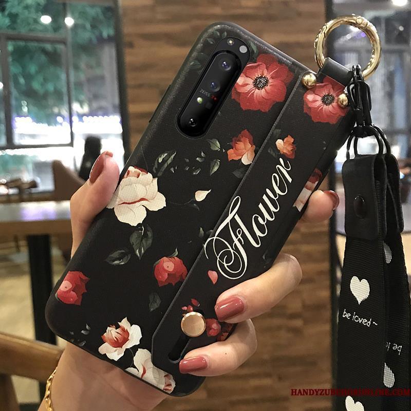 Sony Xperia 1 Ii Support Etui Lyserød Blød Blomster Cherry Frisk