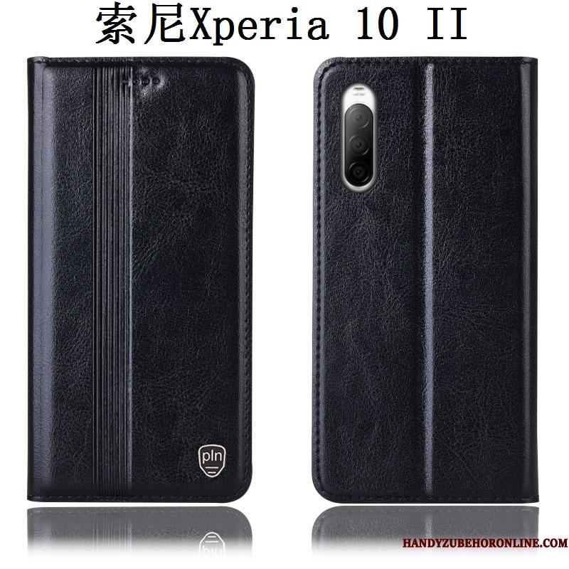 Sony Xperia 10 Ii Alt Inklusive Anti-fald Beskyttelse Telefon Etui Folio Cover Sort