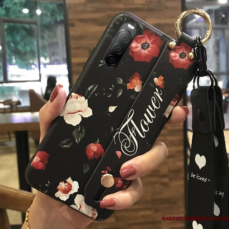 Sony Xperia 10 Ii Etui Blomster Frisk Cover Lille Sektion Support Blød Cherry