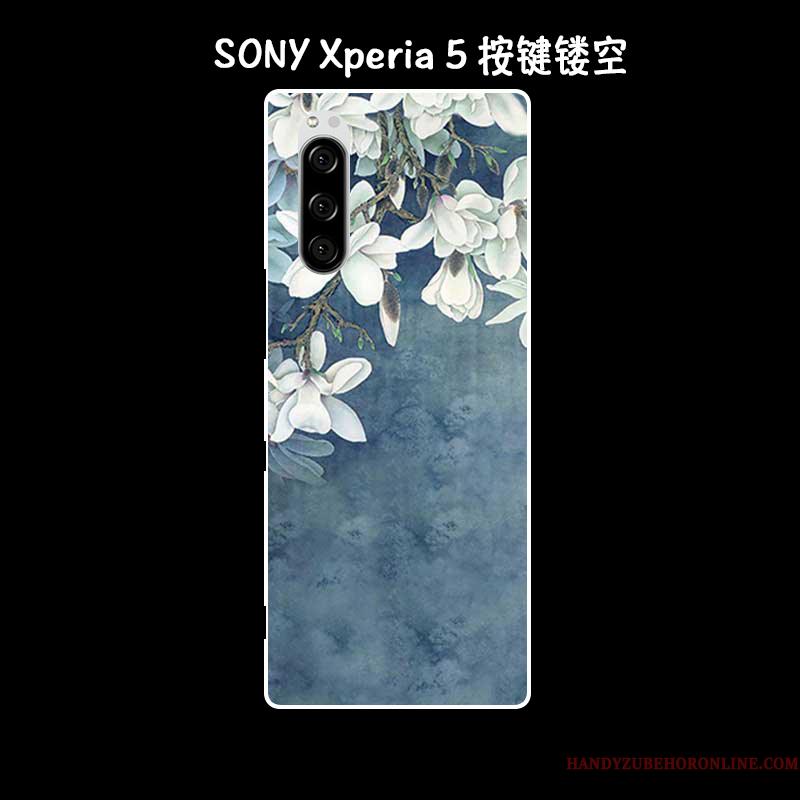 Sony Xperia 5 Etui Silikone Beskyttelse Blød Grøn Cover Kunst Vintage