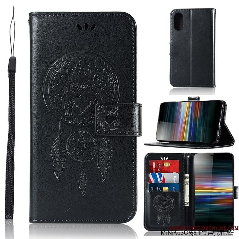 Sony Xperia L3 Tegnebog Folio Smuk Anti-fald Vind Telefon Etui Blå