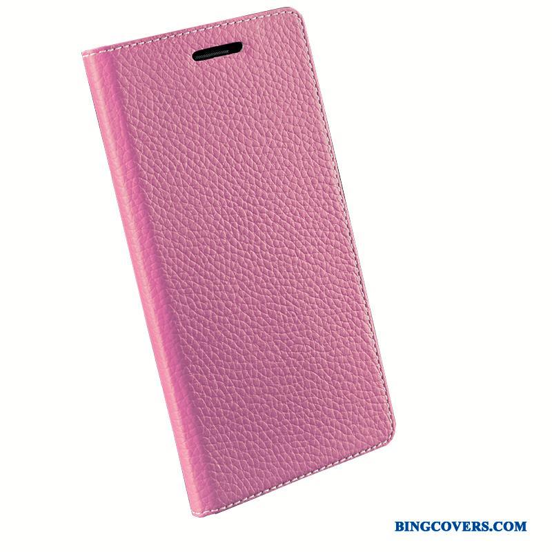Sony Xperia X Rød Telefon Etui Cover Beskyttelse Ægte Læder Lædertaske Mobiltelefon