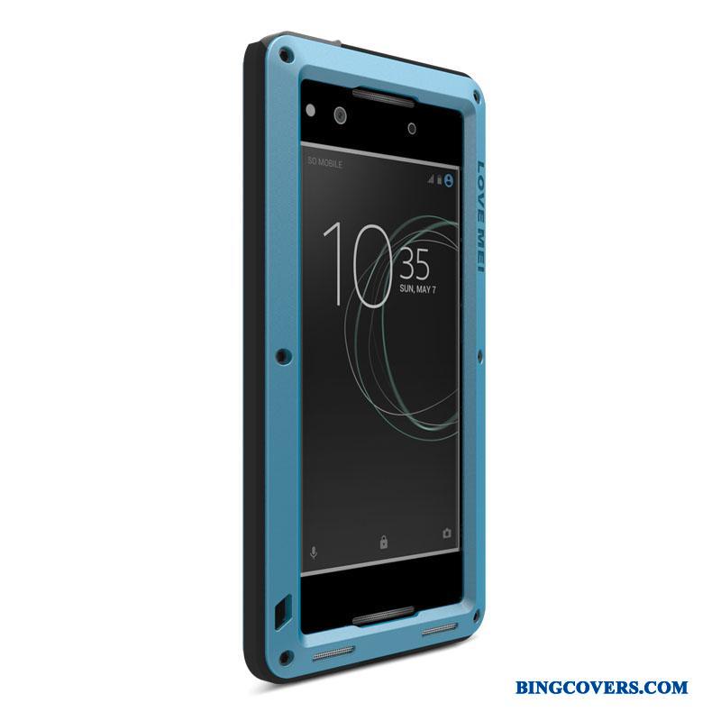 Sony Xperia Xa1 Beskyttelse Anti-fald Blå Tre Forsvar Cover Telefon Etui Metal