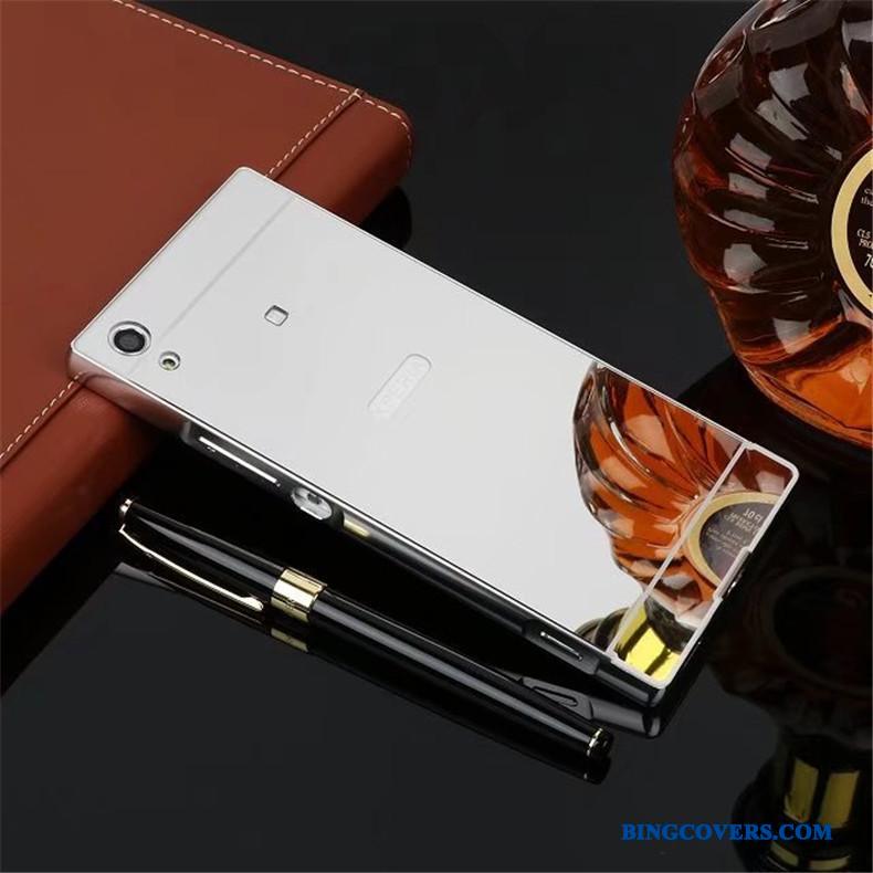 Sony Xperia Xa1 Beskyttelse Etui Rosa Guld Ramme Telefon Cover Spejl