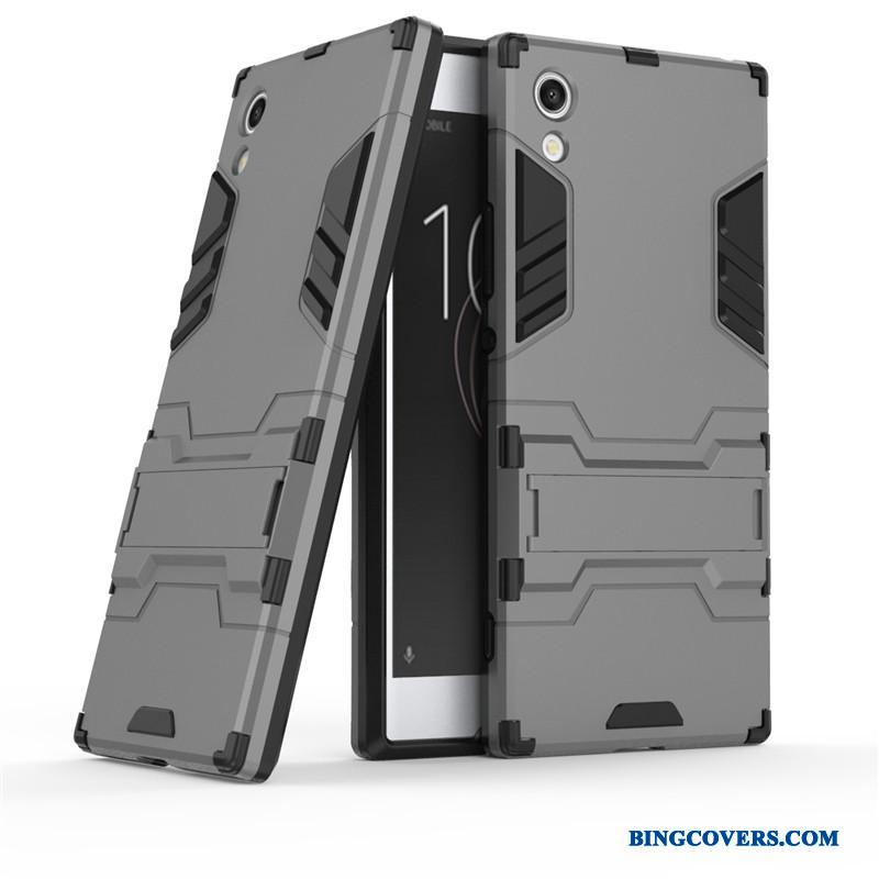 Sony Xperia Xa1 Cover Mobiltelefon Support Etui Sølv Anti-fald Telefon