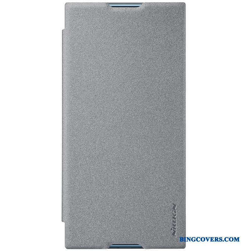 Sony Xperia Xa1 Plus Etui Guld Beskyttelse Lædertaske Anti-fald Cover Grå Folio