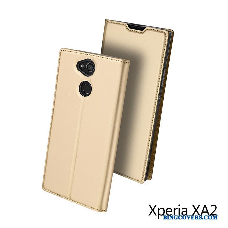 Sony Xperia Xa2 Alt Inklusive Mobiltelefon Lædertaske Rosa Guld Beskyttelse Etui Kort