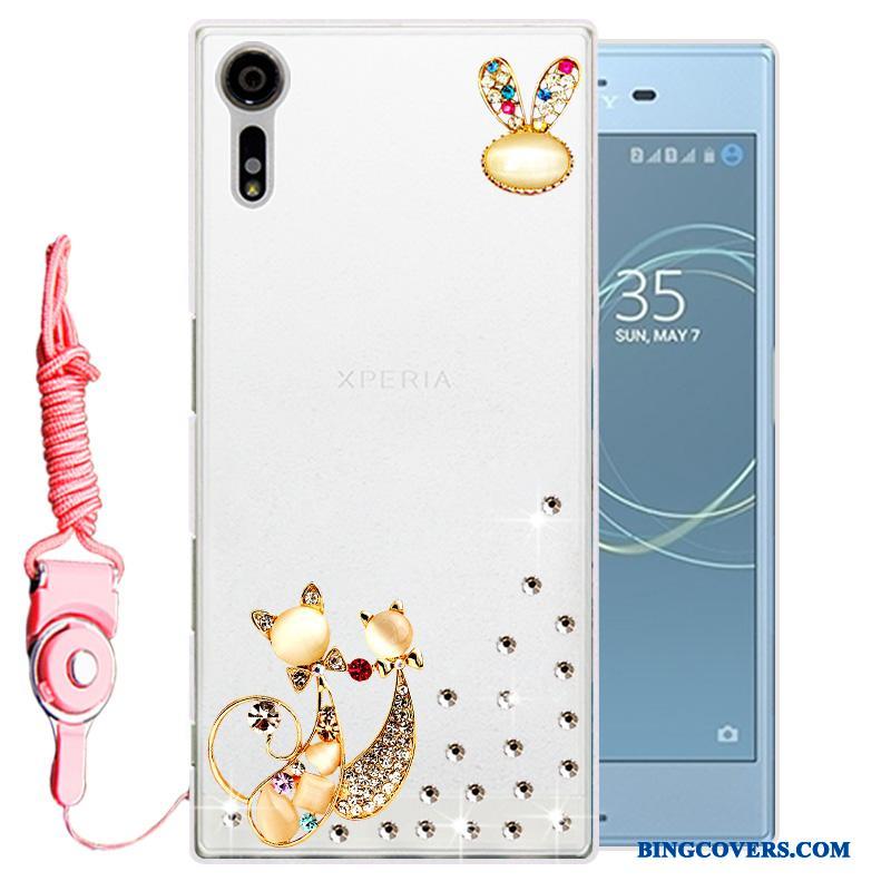Sony Xperia Xz Beskyttelse Cover Silikone Blød Telefon Etui Strass Hvid