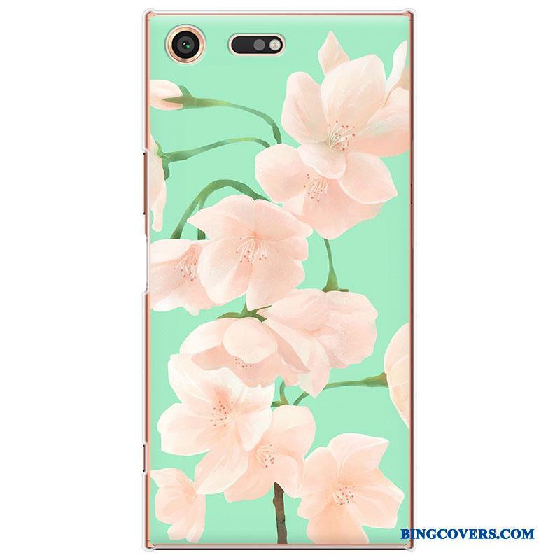Sony Xperia Xz Premium Telefon Etui Blomster Beskyttelse Grøn Smuk Cover Cartoon